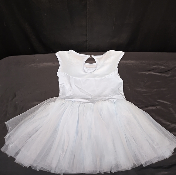 Size Large Fits Girls 10-12 Light Blue Leotard With Tutu Keyhole In Back - Picture 2 of 5